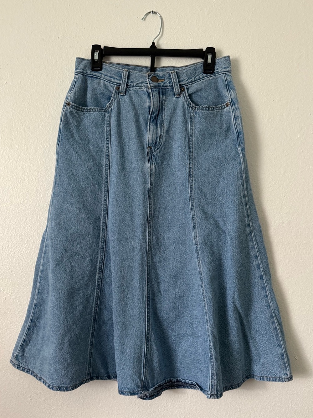 Vintage Levi's Paneled Denim Midi Skirt Blue Wash 29” - Picture 3 of 6